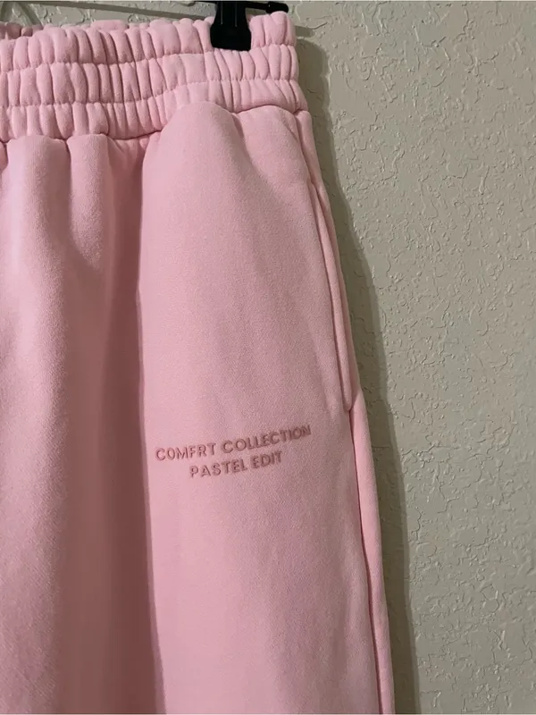 Comfrt Pastel Sweatpants Size Medium Bubblegum Pink Fleece Lined Thick Cozy - Image 11