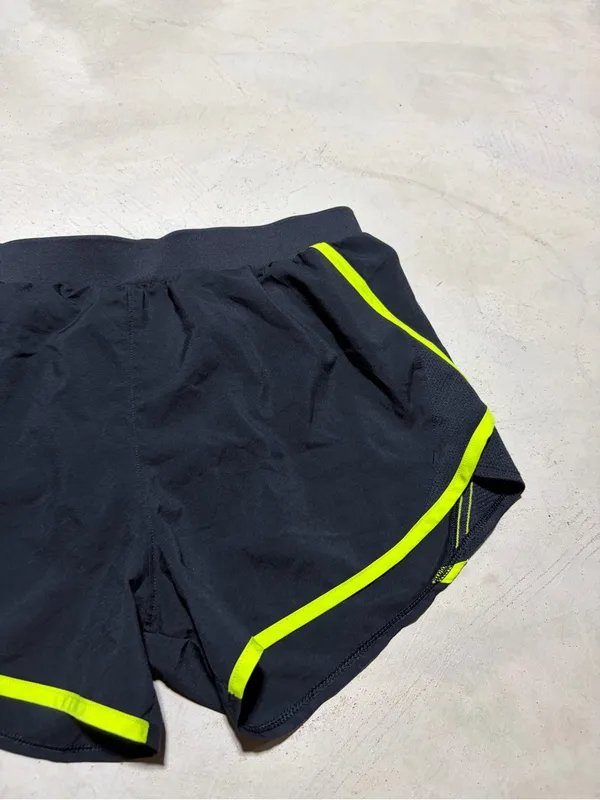 Under Armour Black Shorts with Neon Yellow Trim medium - Image 5