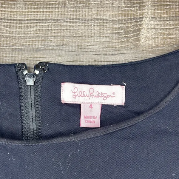 Lilly Pulitzer‎ Shauna Black Tunic with Gold Embroidery Size 4 - Image 2