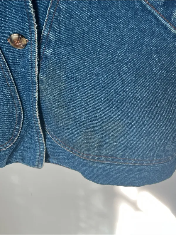 Out Brook vintage Denim Flannel Lined Denim Women’s Jacket, sz Medium©️ - Image 3