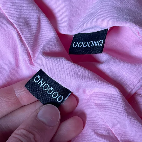 OOQONQ Women’s Pink Pajama Shorts Set Crew Neck Short Sleeve Cotton M - Image 4