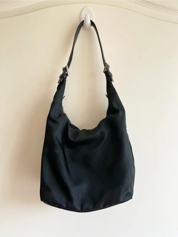 Vintage Coach Mercer Twill Leather Shoulder Hobo Bag 7432 Black Y2K 90s - Image 2