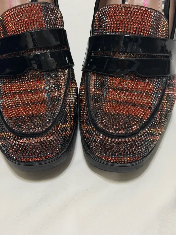 Betsey Johnson Adelyn Rhinestone Plaid Loafer Platform Heels - Image 2