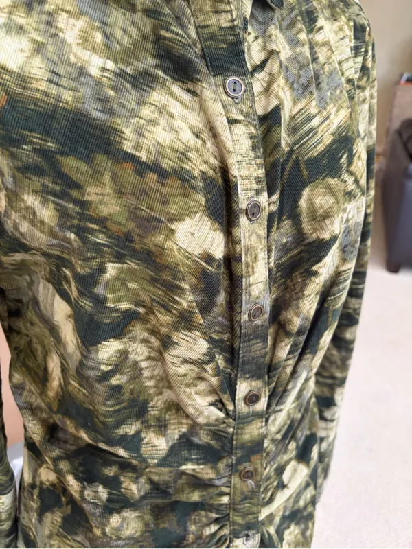 Pilcro Anthropologie ruched camo abstract print‎ dress size 8 - Image 7