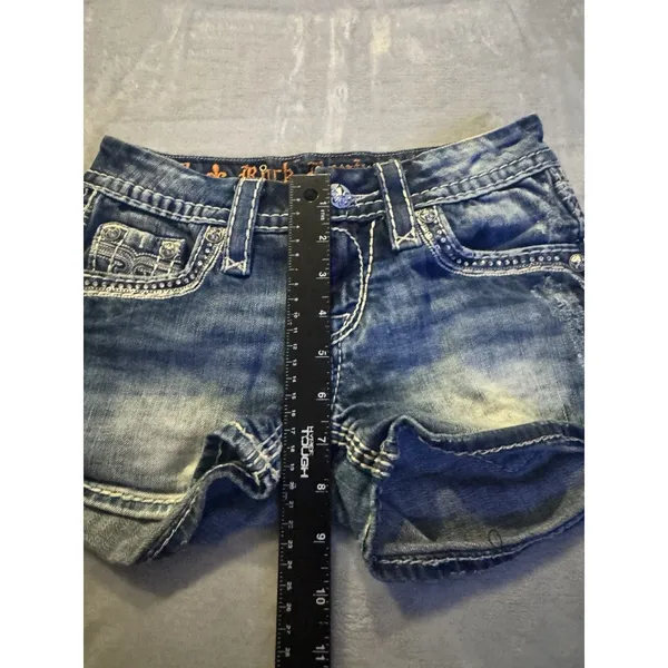 Rock Revival Kai Sequin & Rhinestone Bling Jean Shorts - Size 25 - Image 11