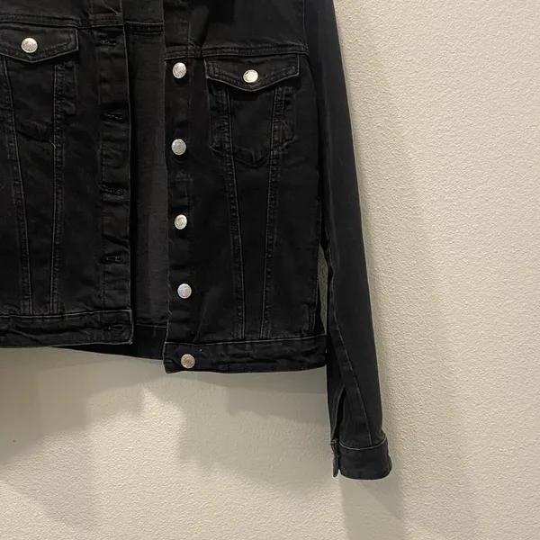 Zara Black Denim Jacket - Small - Image 3