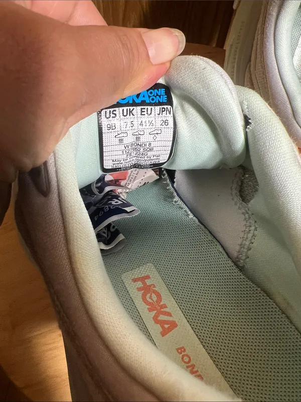 Hoka Women's Running Sneakers in Light Gray, Mint & Coral Accents - Image 7