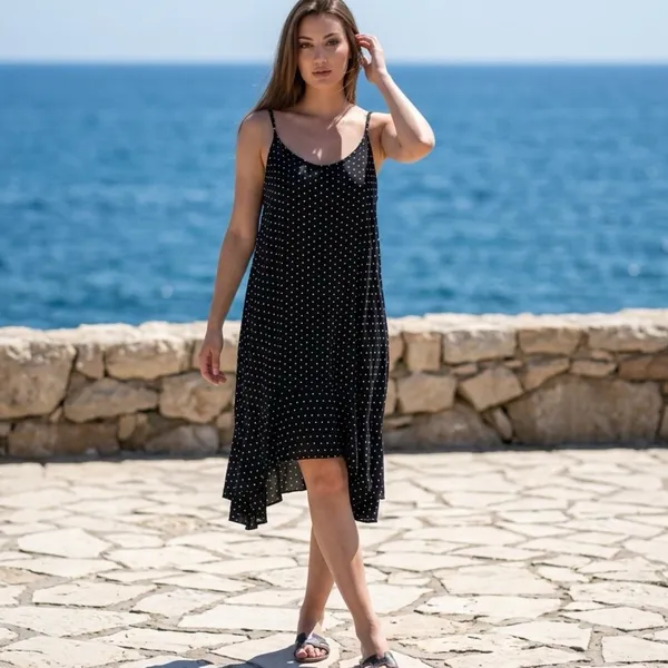 Polka Dot Sleeveless Ruffle Hem Tank Dress Size Medium - Image 9