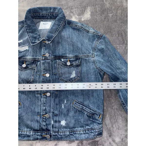 Old Navy‎ Denim Jacket Womens Boyfriend Distressed Blue Size Large - Image 5