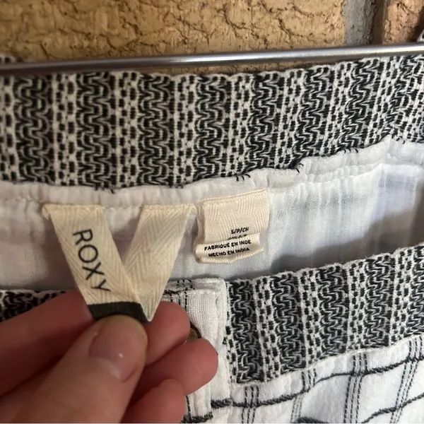 Roxy Midi Fit And Flare Dress White & Black Checkered Button Front Size S - Image 3
