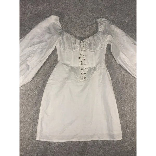 sabo skirt luxe corset vida dress Linen Cotton Xs White - Image 5