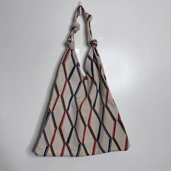 NWT ZARA Geometric Pattern Ecru‎ Large Beach Tote Bag Minimalist Artsy Japandi - Image 3