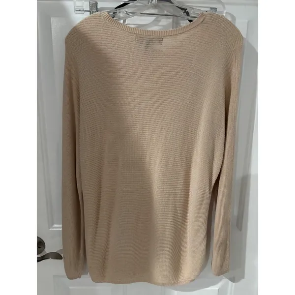 Forever 21 Ribbed Knit Top Long Sleeve Crew Neck Basic‎ Casual Beige M - Image 3