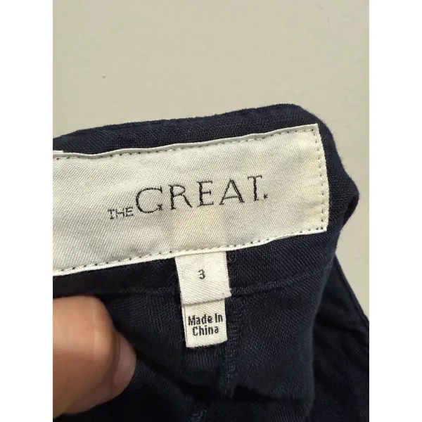 THE GREAT Convertible Cropped Trouser Pants Sz 3 Linen Cotton Utility Tie Waist - Image 6
