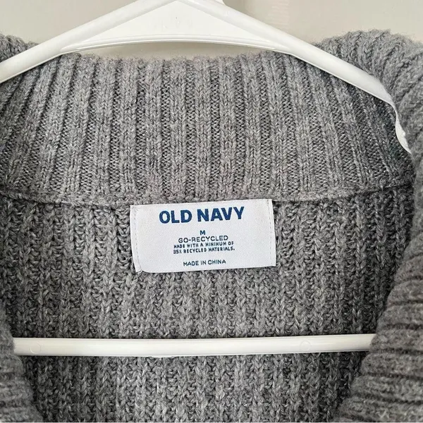 Old Navy Gray Shaker-Stitch Half Zip Pullover Sweater Size Medium - Image 4