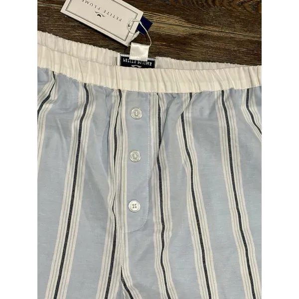PETITE PLUME Women's Twill Sleep Shorts in Blue “Coastal Stripe” - Large - NWT - Image 12