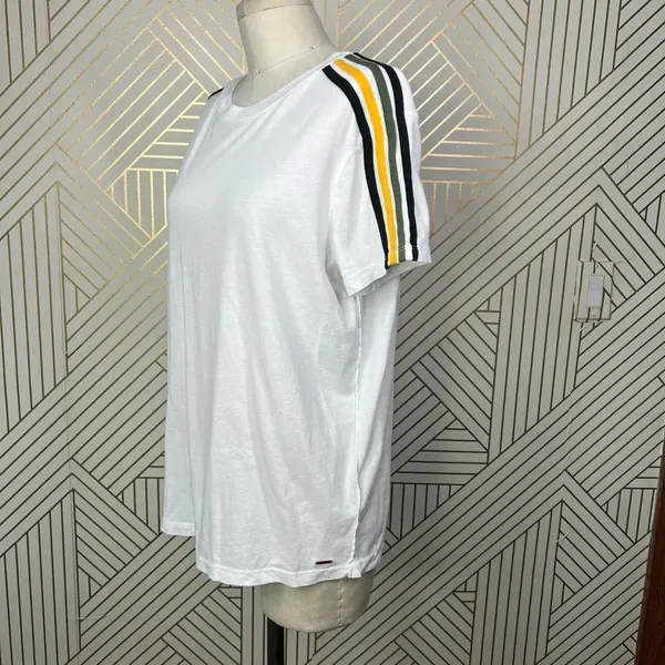 n:Philanthropy Verbena Stripe Shoulder T-Shirt in White Size US‎ Medium - Image 7