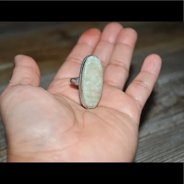Citrine Quartz Ring Size 8 1/4 Green - Image 7