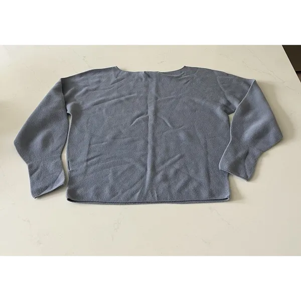 Uniqlo Women Size M Blue 100% Cotton Cocoon Knit Boatneck Sweater - Image 3