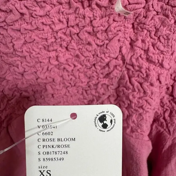 Free People What A Time Textured Long Sleeve Pink Mini Dress XS NWT - Image 5