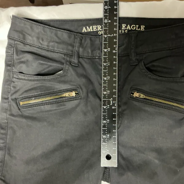 American Eagle Hi-Rise Jegging Size 4 Black Moto Zip - Image 11