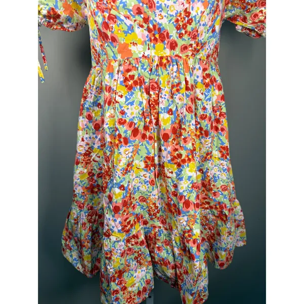 &merci Floral Puff Sleeve Babydoll Mini Dress‎ Cottagecore S - Image 3