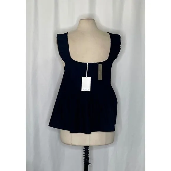 NWT!! J. CREW Pintuck Peplum Top Blouse Solid Black Cotton‎ Poplin Pleated 3X - Image 8