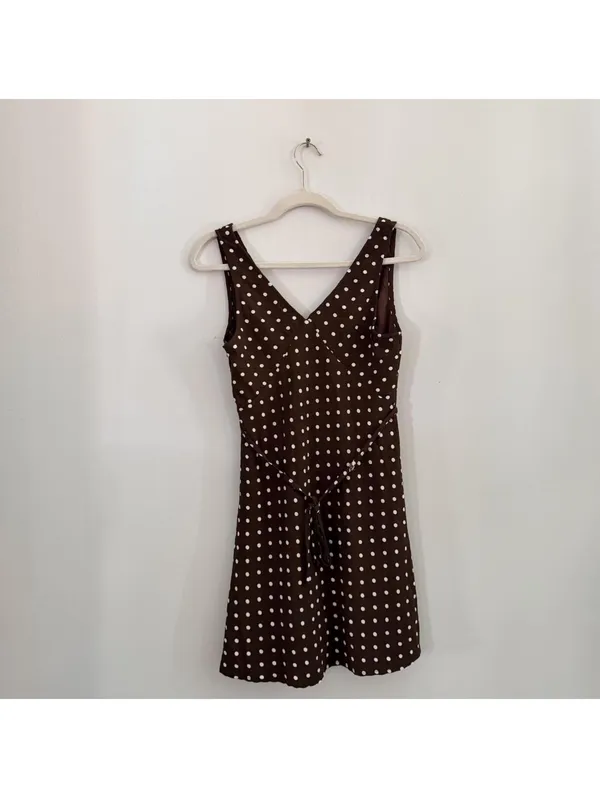 Princess Polly Nellie Polka Dot Minidress in Brown Polka - Image 3