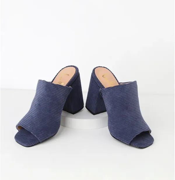 Lulus Blue corduroy mules raelynn - Image 2