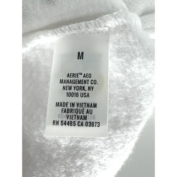 Aerie Womens White Fleece Lounge Shorts Elastic Waist Raw Hem Size Medium - Image 7
