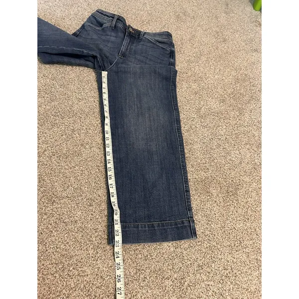 Talbots Jeans Womens 4 Wide Leg Crop Med Dark Wash Baggy Loose‎ Stretch Denim - Image 7