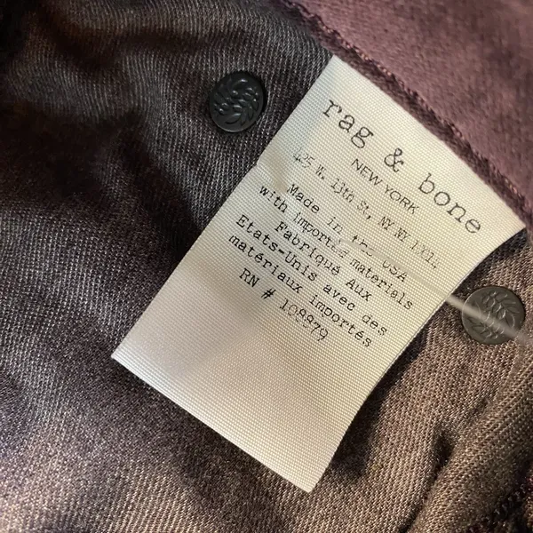 RAG & BONE 10 Inch Crop Flare Burgundy Suede Like Pants Size 28 Made In USA - Image 5