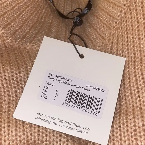 ✨ Missguided Women's Natural Nude Fluffy High Neck Jumper Dress✨ - Image 5