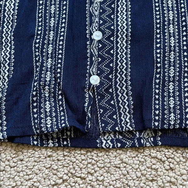 Hippie Rose Navy and White Patterned Top - Image 4