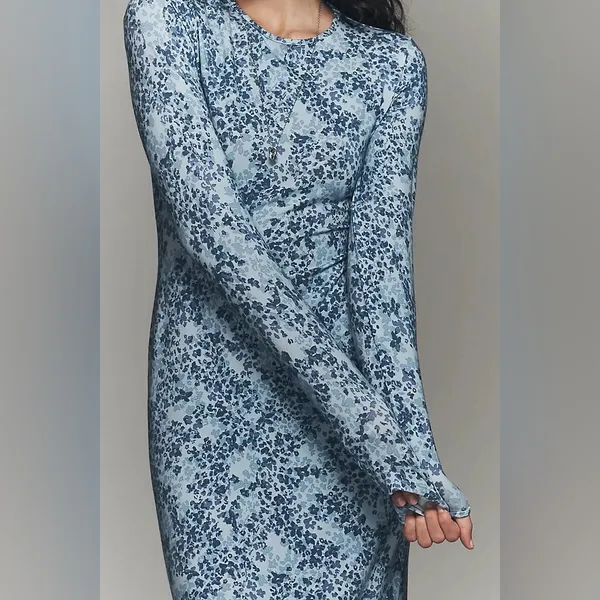 Reformation Tommie Knit Midi Dress in Taylor Blue Floral M - Image 3