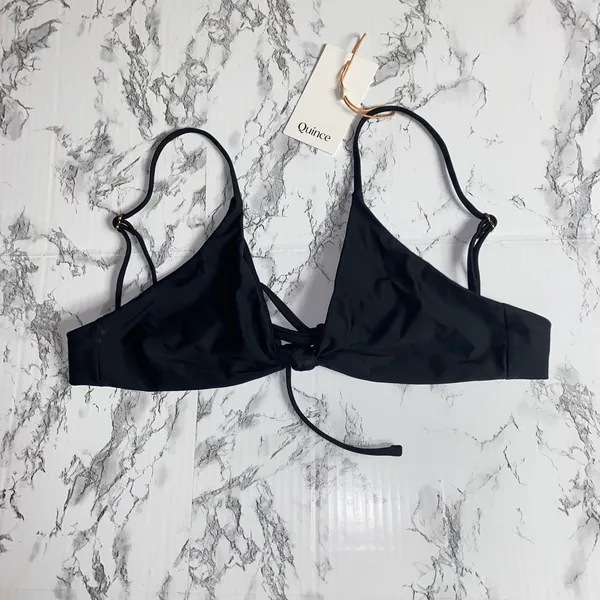 NWT Quince Black Italian Knot Front Bikini Swim Suit Top Women's Size XS - Image 3