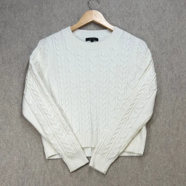 Love Tree Womens Medium Ivory Coquette Preppy Cable Knit‎ Nantucket Sweater - Image 2