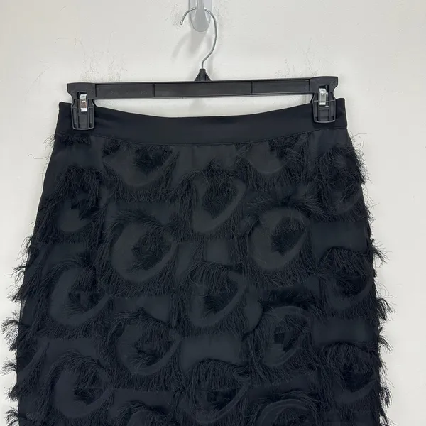 Marella Demien Mini Skirt Black Fringe High Waist Party Straight Pencil US 6 NWT - Image 11