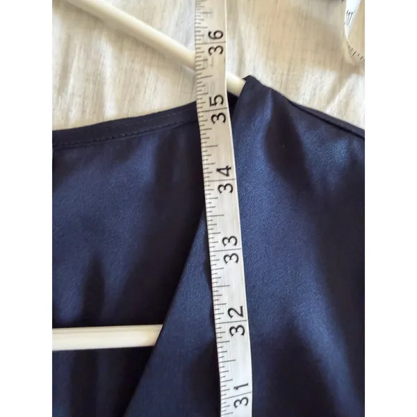 NWT Quince Silk Dress Women Size S Navy Blue V-Neck Puff Sleeve Washable Silk - Image 9