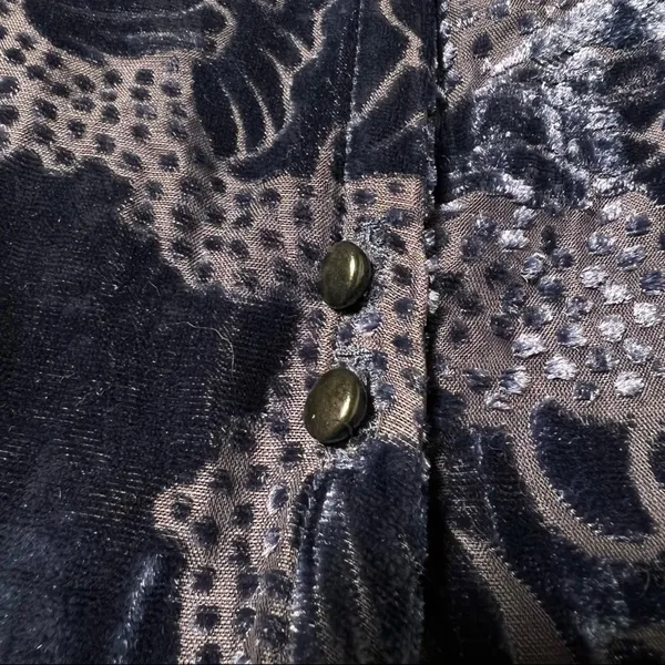 Anthropologie Tiny Navy Blue Button Down Sheer Velour Sequin Sleeveless Top - Image 6