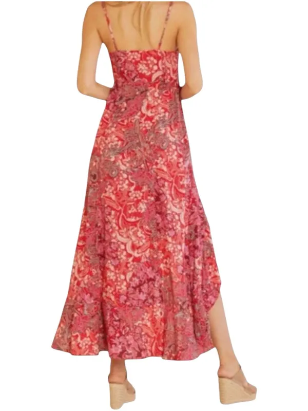 FREE PEOPLE Intimately Forever Yours Boho Red Print Maxi Dress - Image 2