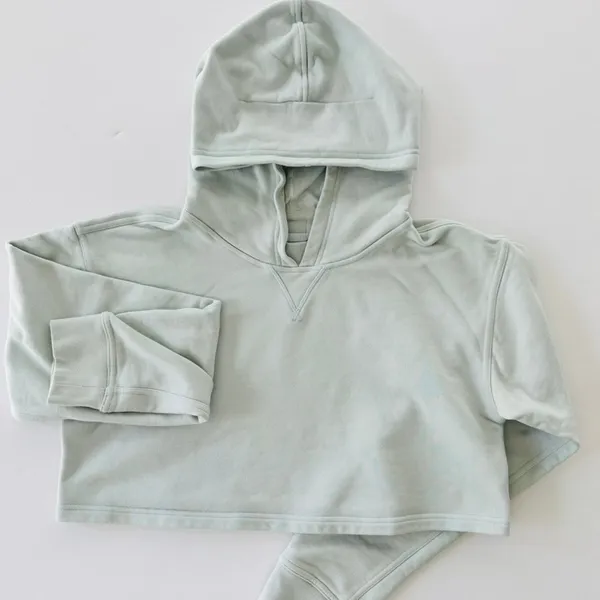Lululemon All Yours Cropped Hoodie Ocean Air Blue Size 6 Oversized Sweatshirt - Image 3