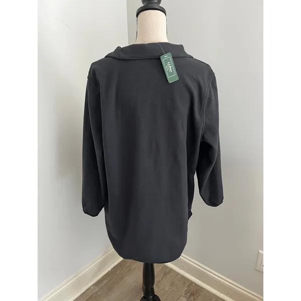 LL Bean Womens XL Full Zip Fleece Jacket Black Outdoor Gorpcore Granola Hiking - Image 4