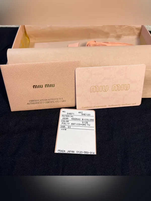Miu Miu Madras Bicolore Trifold Frame Wallet Kiss Lock Pink WOC 5ME120 Box - Image 5