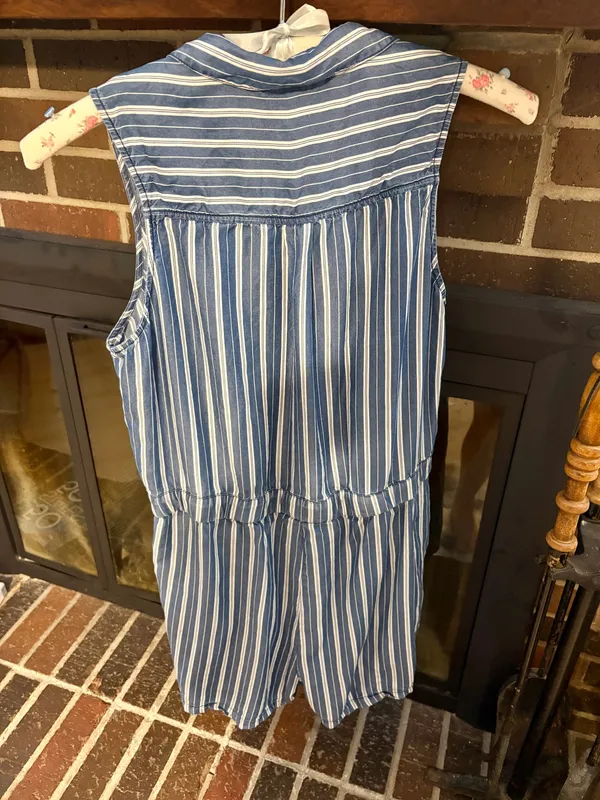 PPLA Blue & White Striped Sleeveless Romper Size Medium - Image 3