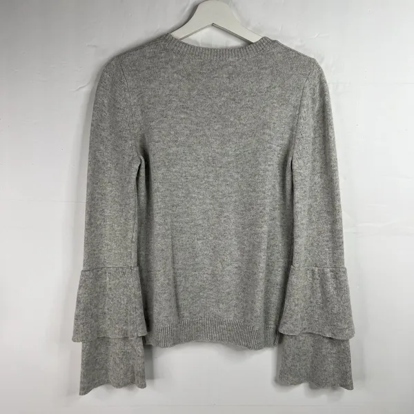 J.Crew Small Sweater Gray Tiered Bell Sleeve Crew Neck Heathered Knit Pullover - Image 9