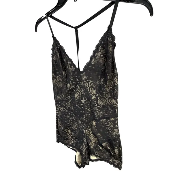Lulus Dance For You Lace Bodysuit Women S Black Beige Plunging Coquette Romantic - Image 4