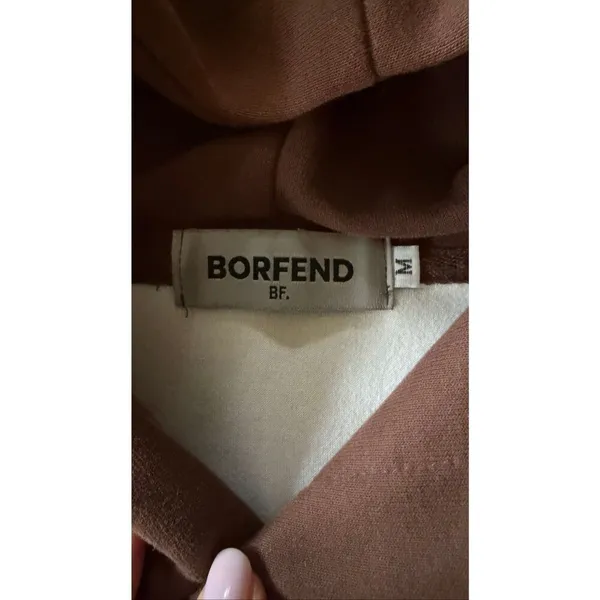 BORFEND Brown Graphic Hoodie Oversized Unisex Size M - Image 2