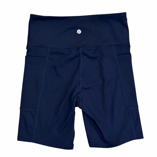 Bally Total Fitness Womens S Biker Shorts Blue Activewear Hip Pockets Stretch - Image 2