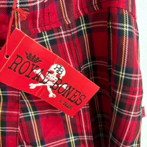 Royal Bones Red Plaid Suspender Mini Skirt Goth Punk Grunge Pleated NWT Size L - Image 12